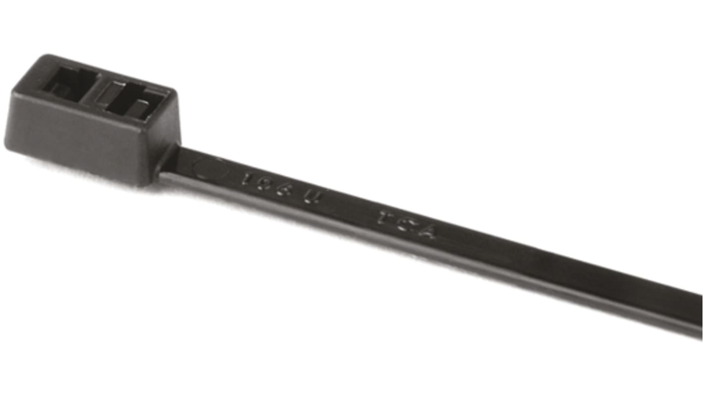 HellermannTyton Cable Tie, Inside Serrated, 210mm x 4.7 mm, Black Polyamide 6.6 (PA66), Pk-100