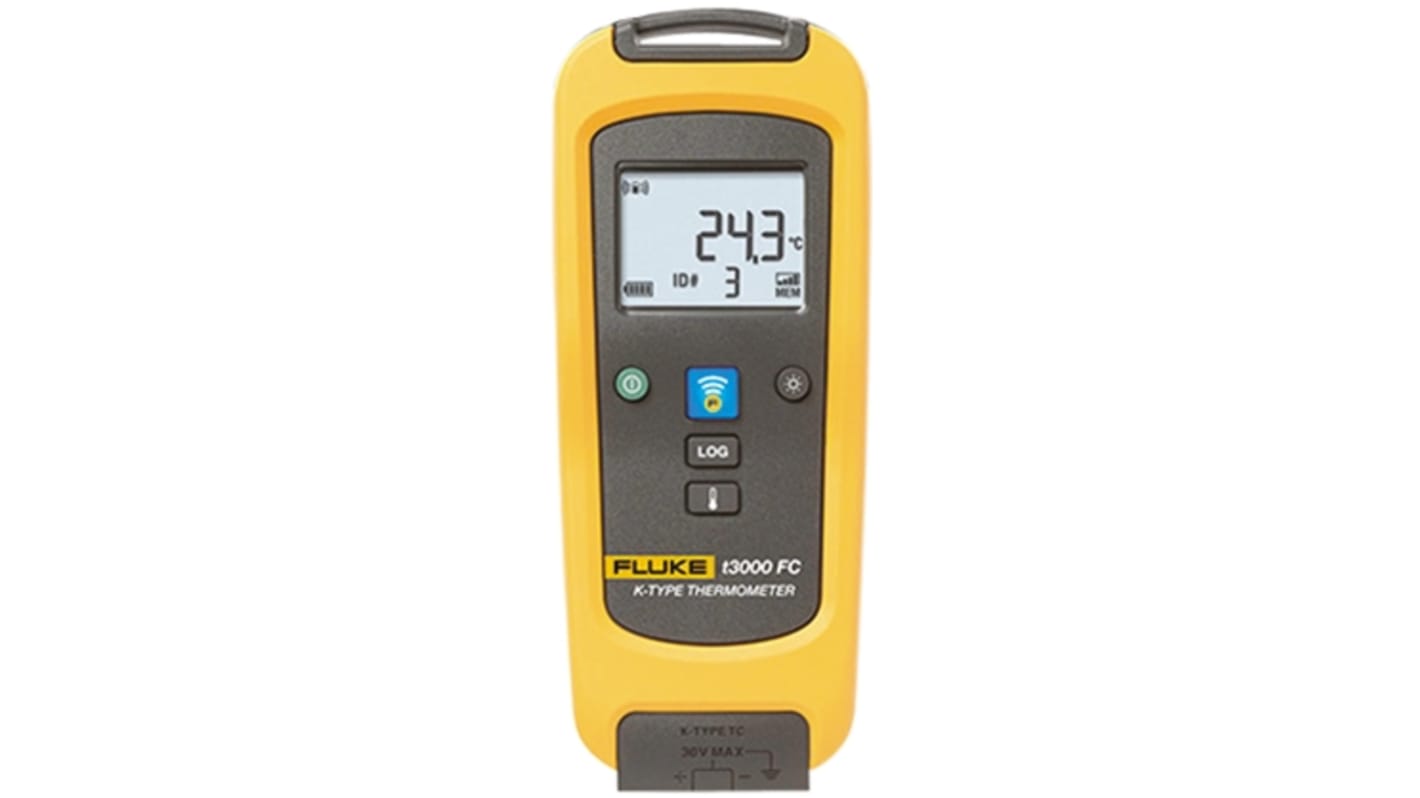 Fluke Digital Thermometer, T3000 FC, , bis +1372°C ±0,5 % + 0,3 °C max, Messelement Typ K, , DKD/DAkkS-kalibriert