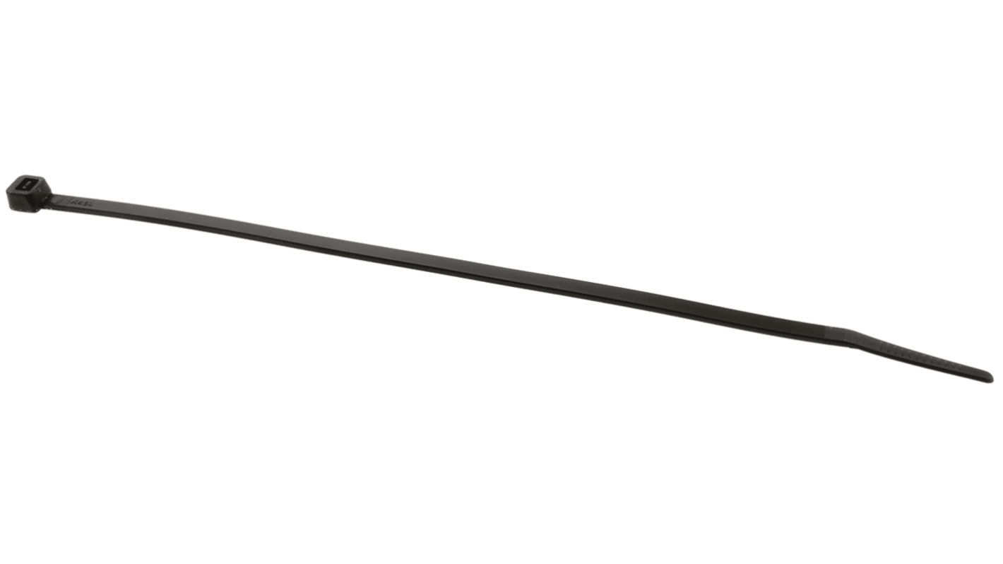 RS PRO Cable Tie, Heat Stabilised, 203mm x 4.6 mm, Black Nylon, Pk-100