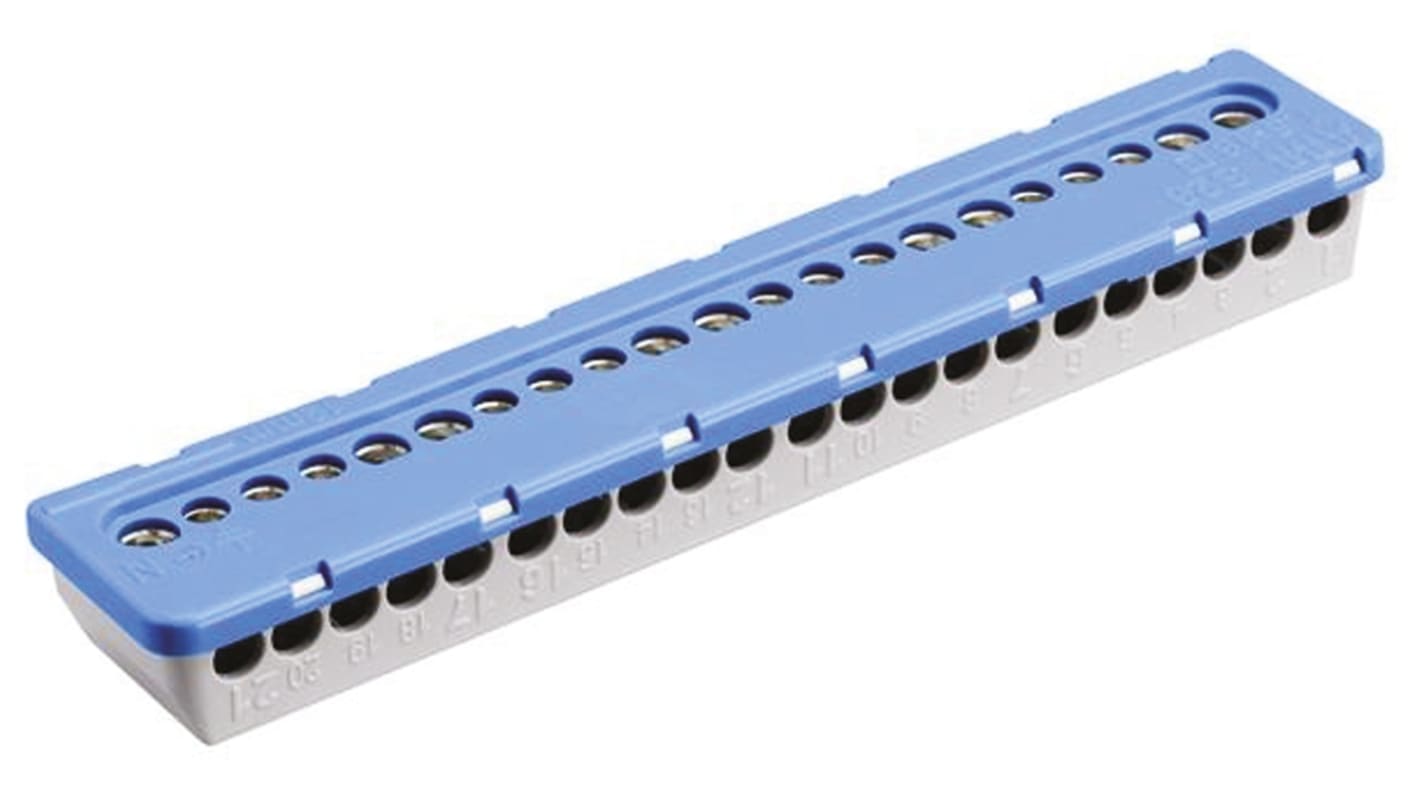 Clema Entrelec MISTRAL65 de 21 vías, para cable de 6 mm², 16 mm², 100A, Tornillo, de color Azul