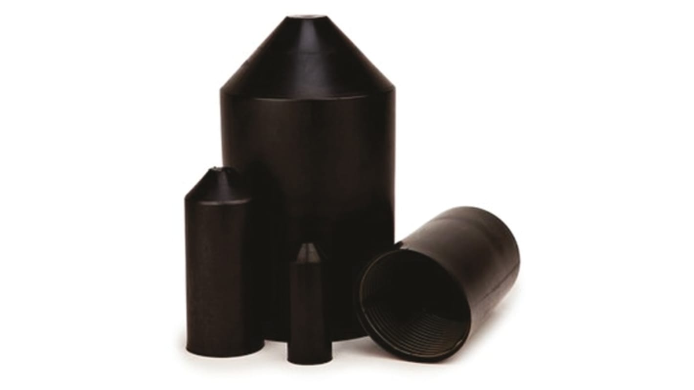 3M End Cap Black, Polyolefin Adhesive Lined, 10mm