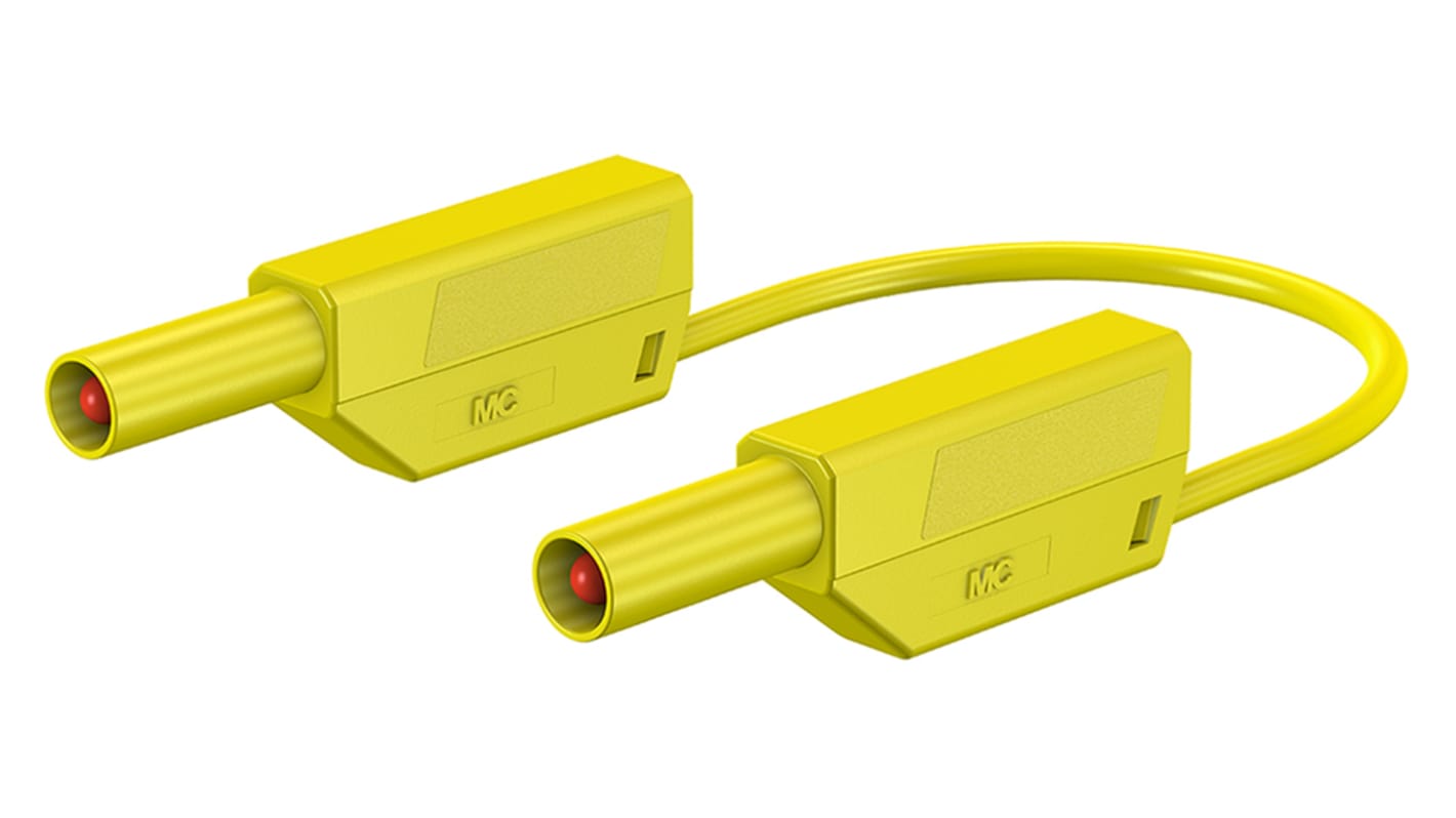 Staubli Messleitung 4mm Stecker / Stecker, Gelb PVC-isoliert 2m, 600 → 1000V / 32A CAT II 1000V