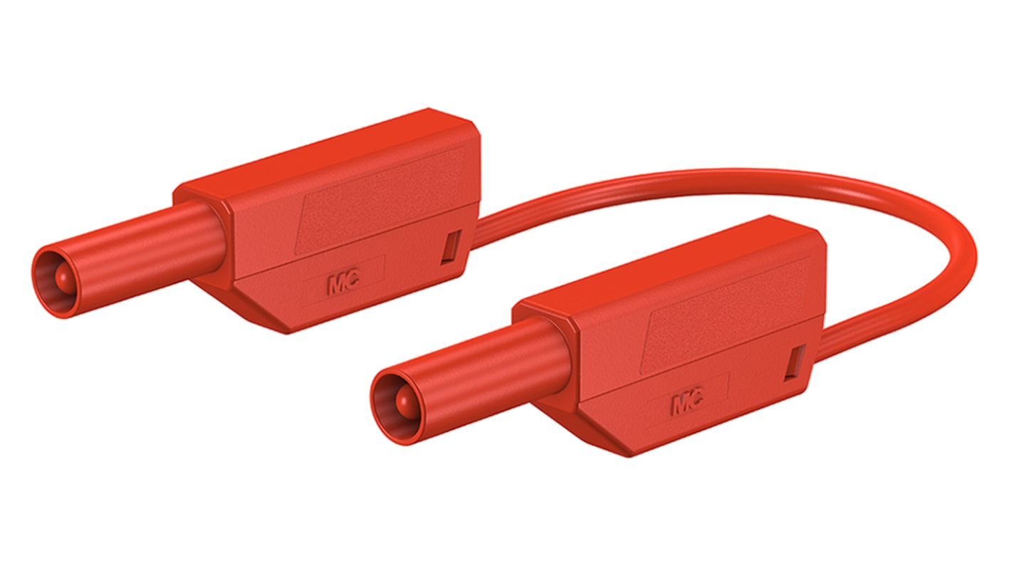 Cavo di prova da 4 mm Staubli, Maschio-Maschio, 19A, 600 → 1000V, col. Rosso, 500mm