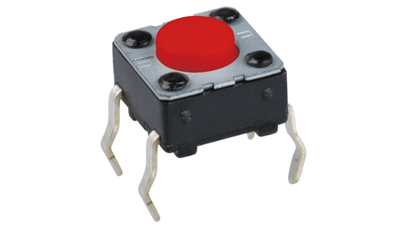 Red Button Tactile Switch, SPST 20 mA @ 15 V dc 1.6mm