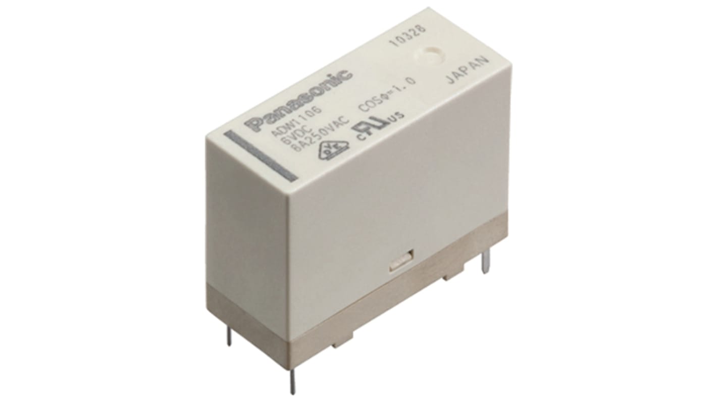 Przekaźnik mocy 6V dc SPST Panasonic 400mW, montaż PCB 90 Ω Styk płytki drukowanej