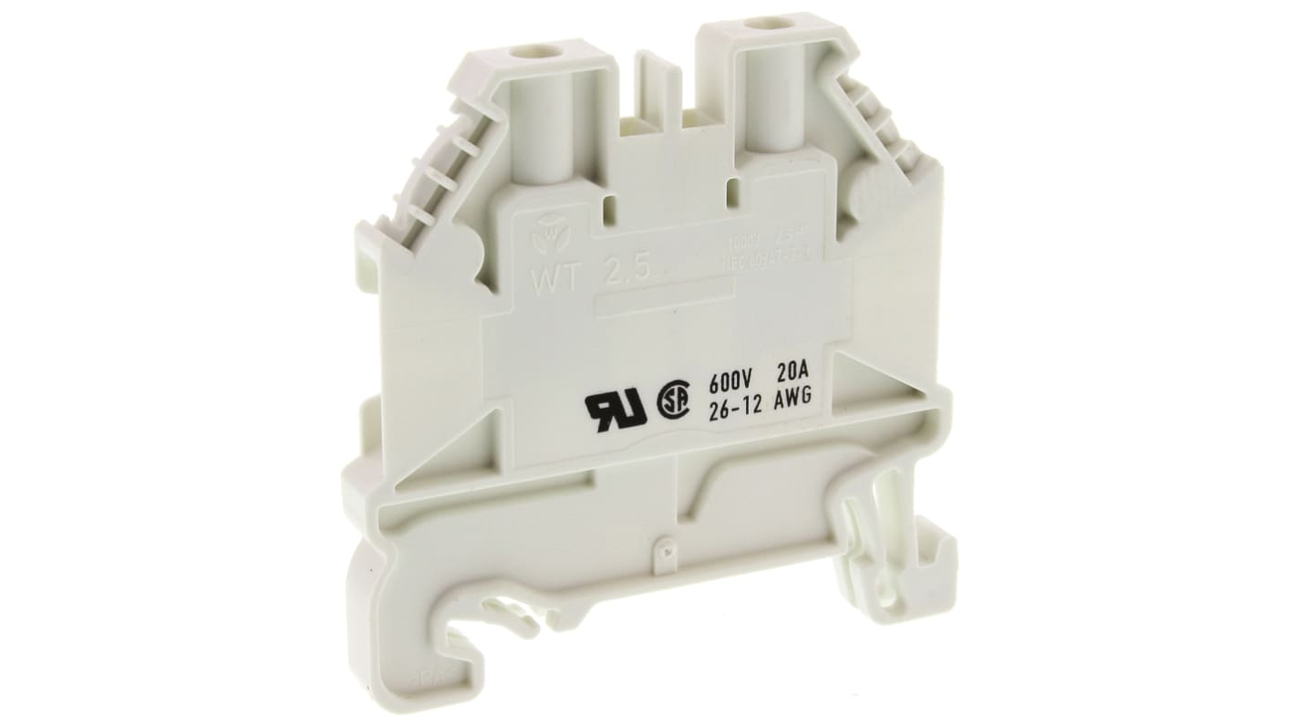 Wieland WT 2.5 Series White Feed Through Terminal Block, 2.5mm², Single-Level, Screw Termination, ATEX