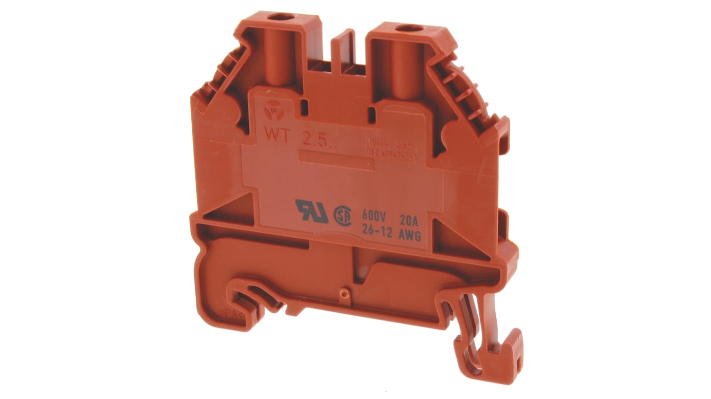 Wieland WT 2.5 Series Red Feed Through Terminal Block, 2.5mm², Single-Level, Screw Termination, ATEX