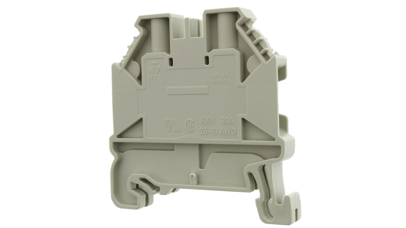 Wieland WT 4 Series Grey Feed Through Terminal Block, Single-Level, Screw Termination, ATEX