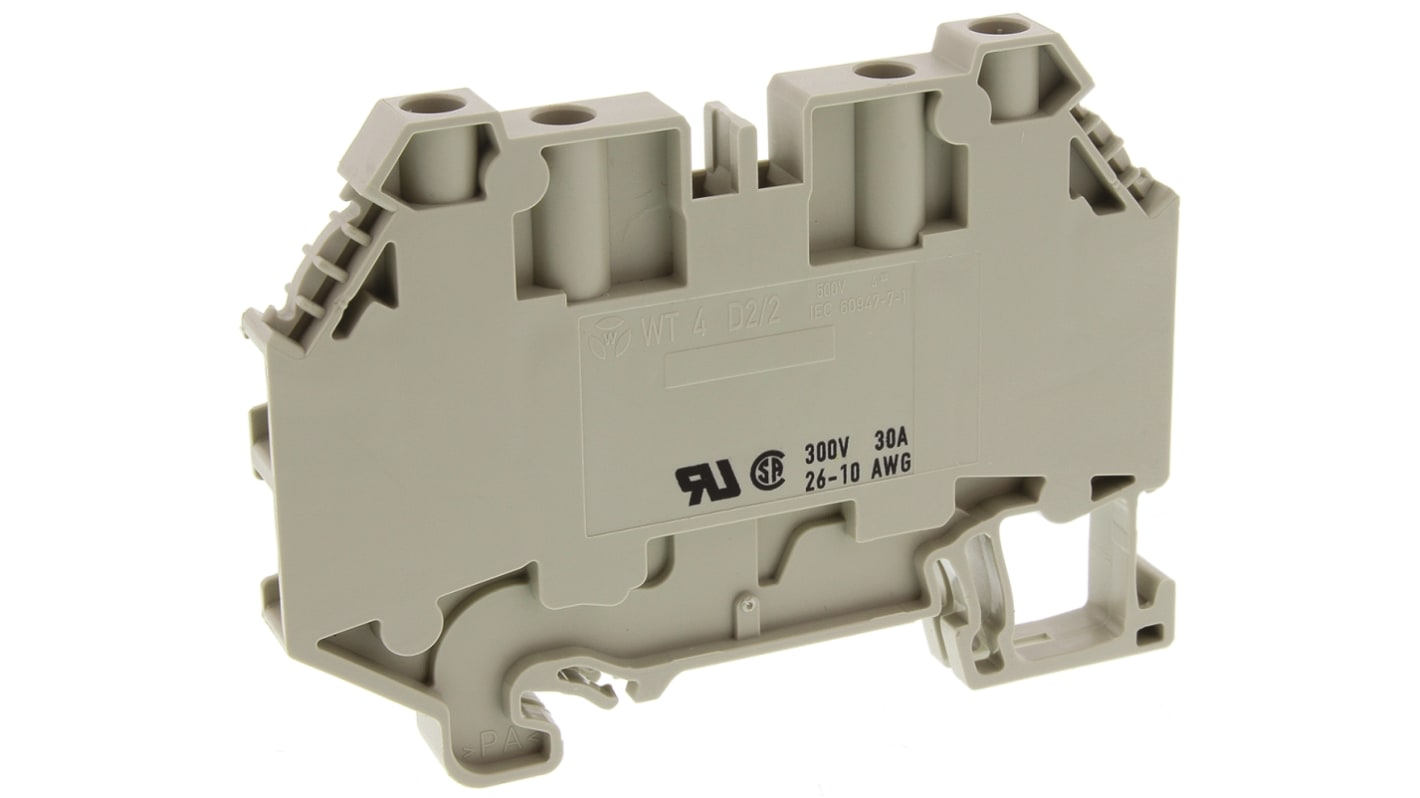 Wieland WT 4 D2/2 Series Grey Feed Through Terminal Block, Single-Level, Screw Termination, ATEX