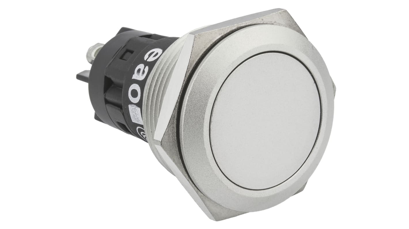 EAO 82 Series Push Button Switch, Momentary, Panel Mount, 22.3mm Cutout, SPDT, 240V, IP65, IP67