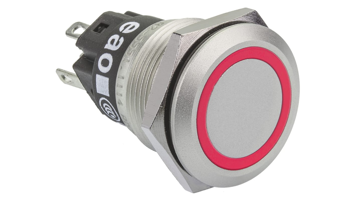 Bouton Poussoir Momentané LED Rouge 16mm 12V, Acier Inox, 5 Broches SPDT - Uxcell