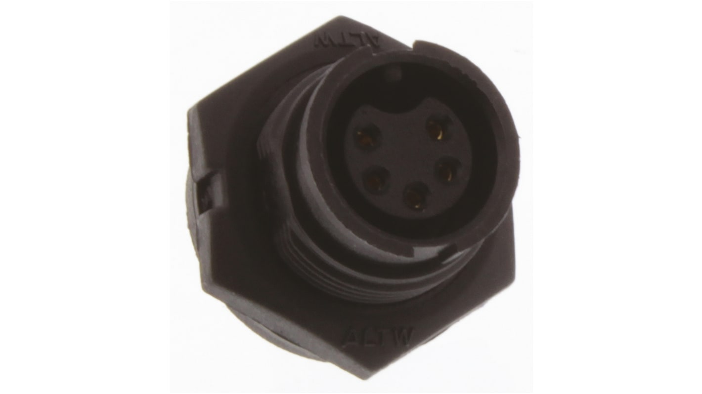 Conector circular Amphenol Industrial hembra serie Ceres de 5 vías hembra, Montaje en Panel, IP67