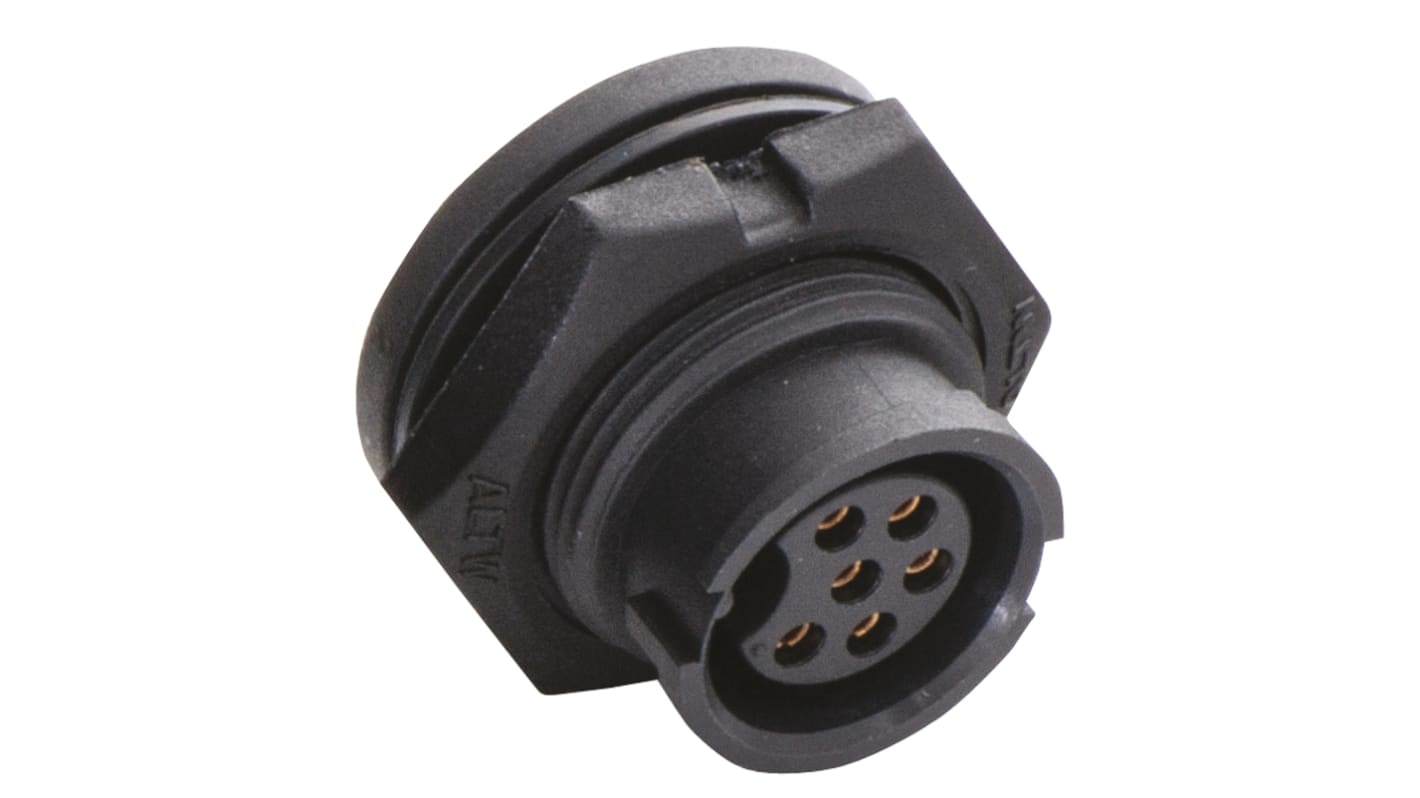 Conector circular Amphenol Industrial hembra serie Ceres de 6 vías hembra, Montaje en Panel, IP67