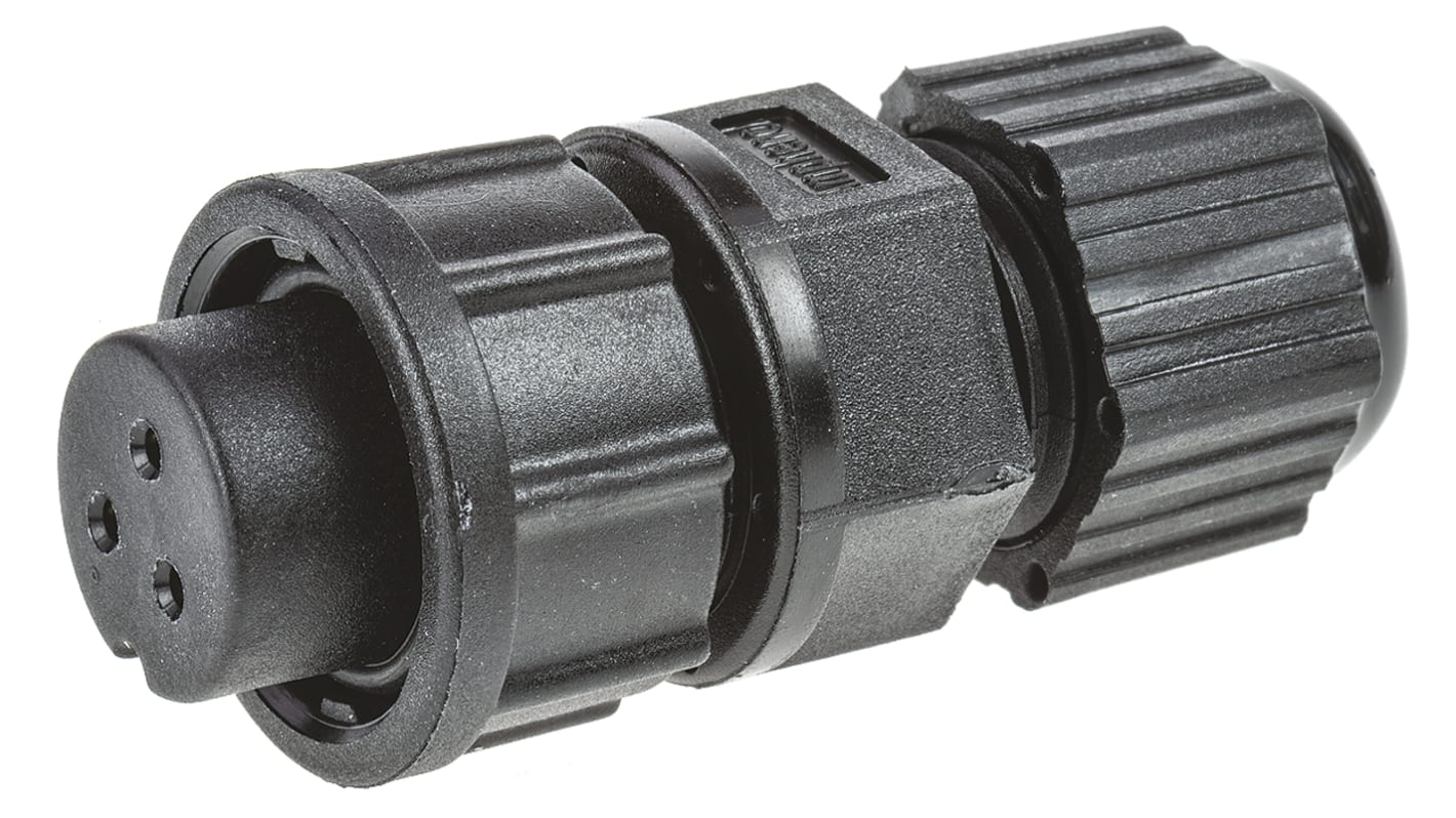 Conector circular Amphenol Industrial hembra serie Ceres de 3 vías hembra, montaje aéreo, IP67