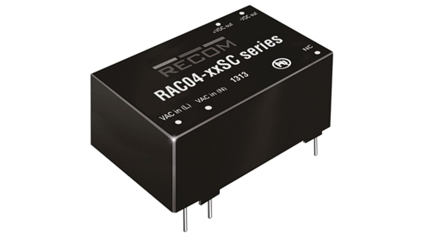 Recom Kapcsolóüzemű tápegység 1 kimenet 4W, 15V dc, 267mA Furatba RAC04-C