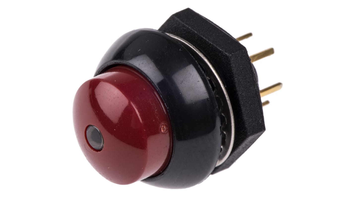 Otto Illuminated Push Button Switch, Momentary, Panel Mount, SPDT, Red LED, 28V dc, IP68S