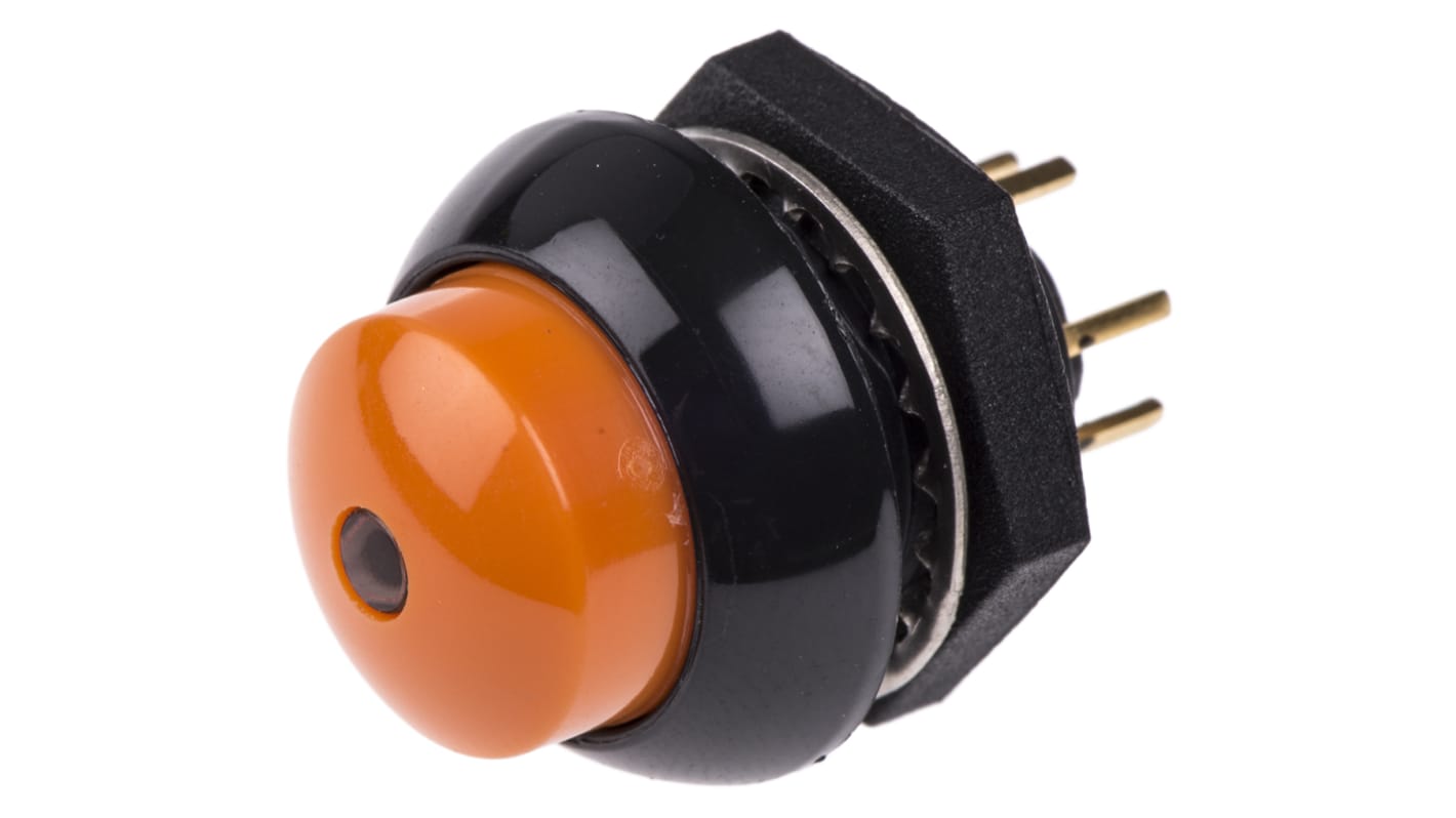 Otto Illuminated Push Button Switch, Momentary, Panel Mount, SPDT, Amber LED, 28V dc, IP68S