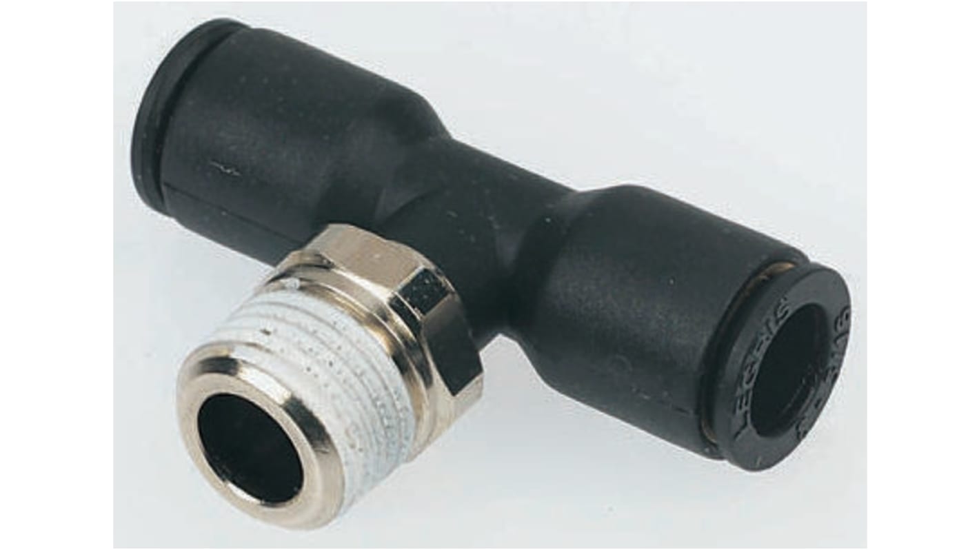 Legris LF3000 Series Tee Threaded Adaptor, Push In 8 mm to Push In 8 mm, Threaded-to-Tube Connection Style