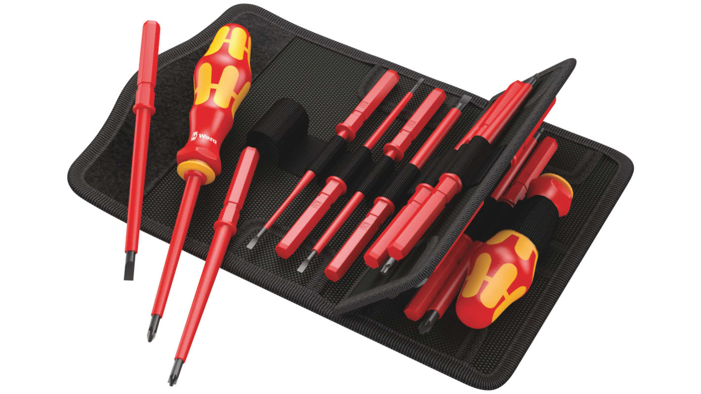 Wera Hexagon; Phillips; Pozidriv; Slotted Interchangeable Insulated Screwdriver Set, 17-Piece