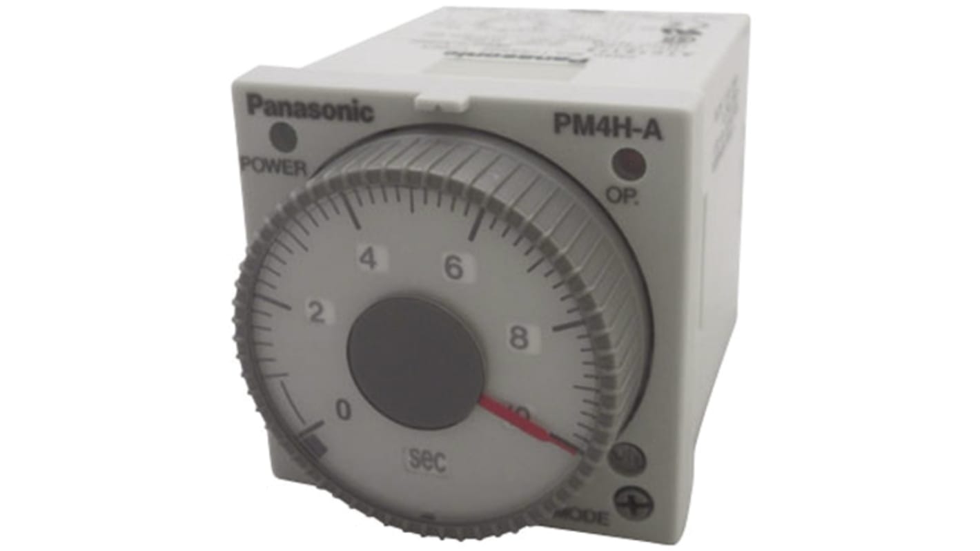 Panasonic Timer Relay, 100 → 240V ac, 2-Contact, 1 s → 500h, 2-Function, DPDT