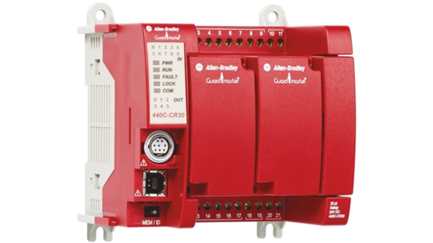 Controlador de seguridad Allen Bradley Guardmaster 440C-CR30, 22 E/4 S, cat. seguridad 4, SIL 3, Modbus, 24 V dc