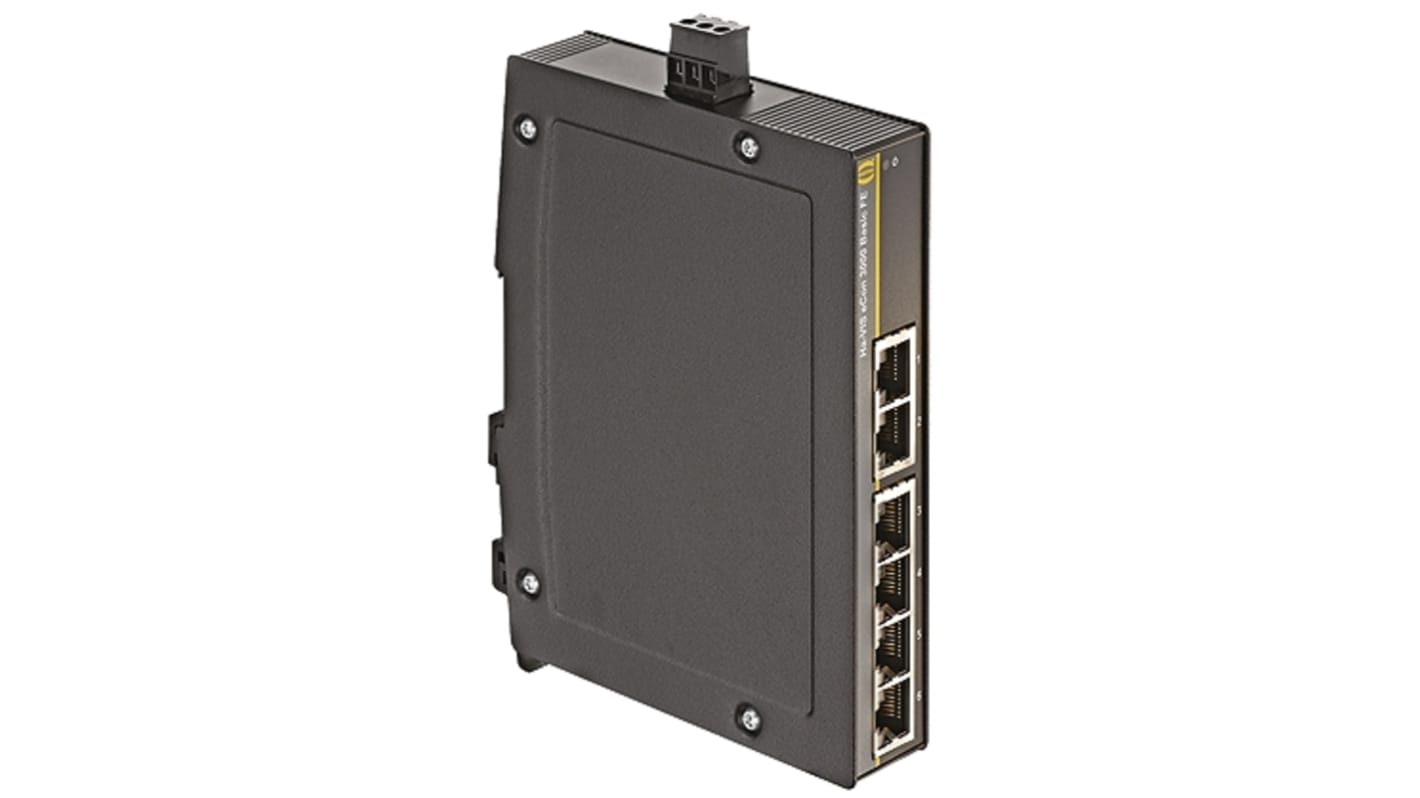 HARTING DIN Rail Mount Ethernet Switch, 6 RJ45 Ports, 10/100Mbit/s Transmission, 48V dc