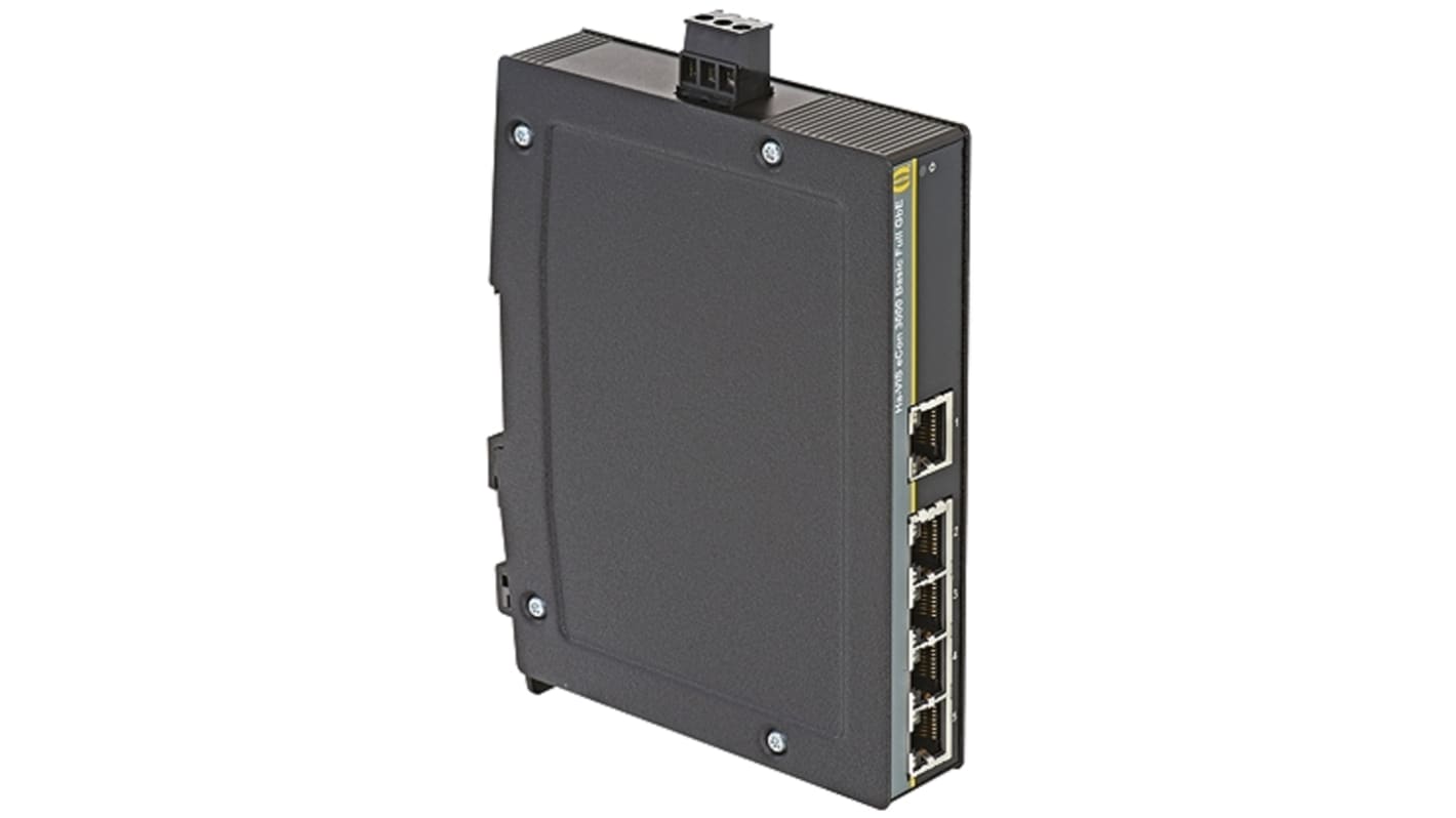 HARTING DIN Rail Mount Ethernet Switch, 5 RJ45 Ports, 10/100/1000Mbit/s Transmission, 48V dc