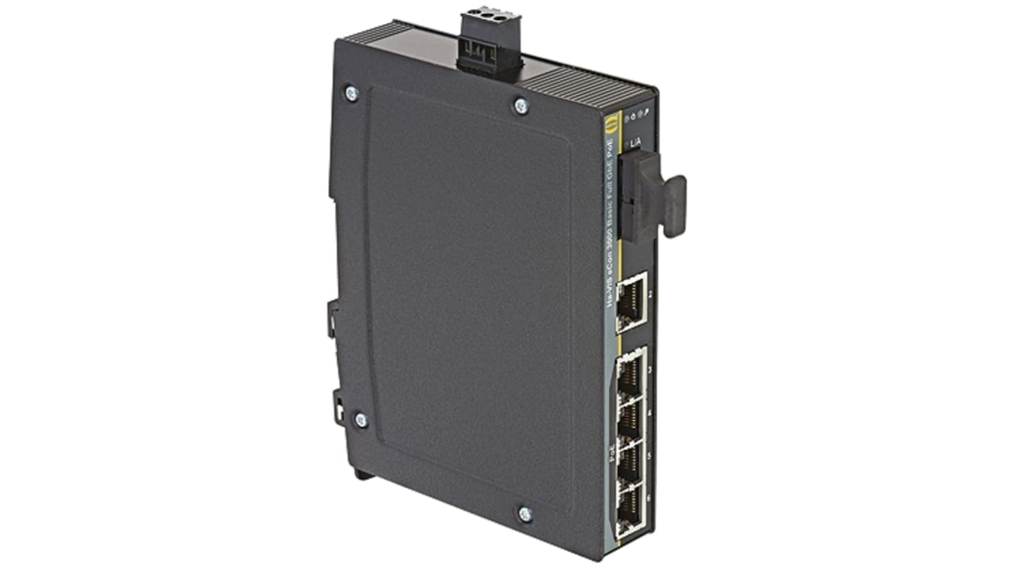 HARTING DIN Rail Mount Ethernet Switch, 5 RJ45 Ports, 10/100/1000Mbit/s Transmission, 48V dc