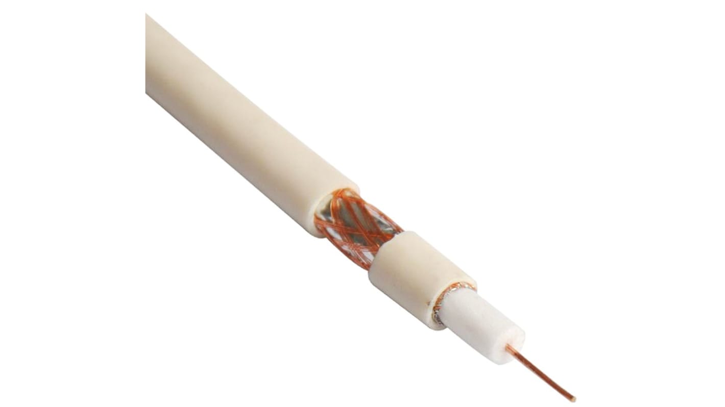 Câble coaxial RS PRO, RG6, 100m, Blanc