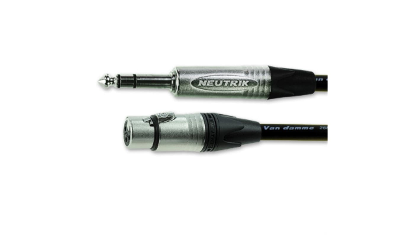 Van Damme Male 6.35mm Stereo Jack to Female 3 Pin XLR Cable, Black, 3m