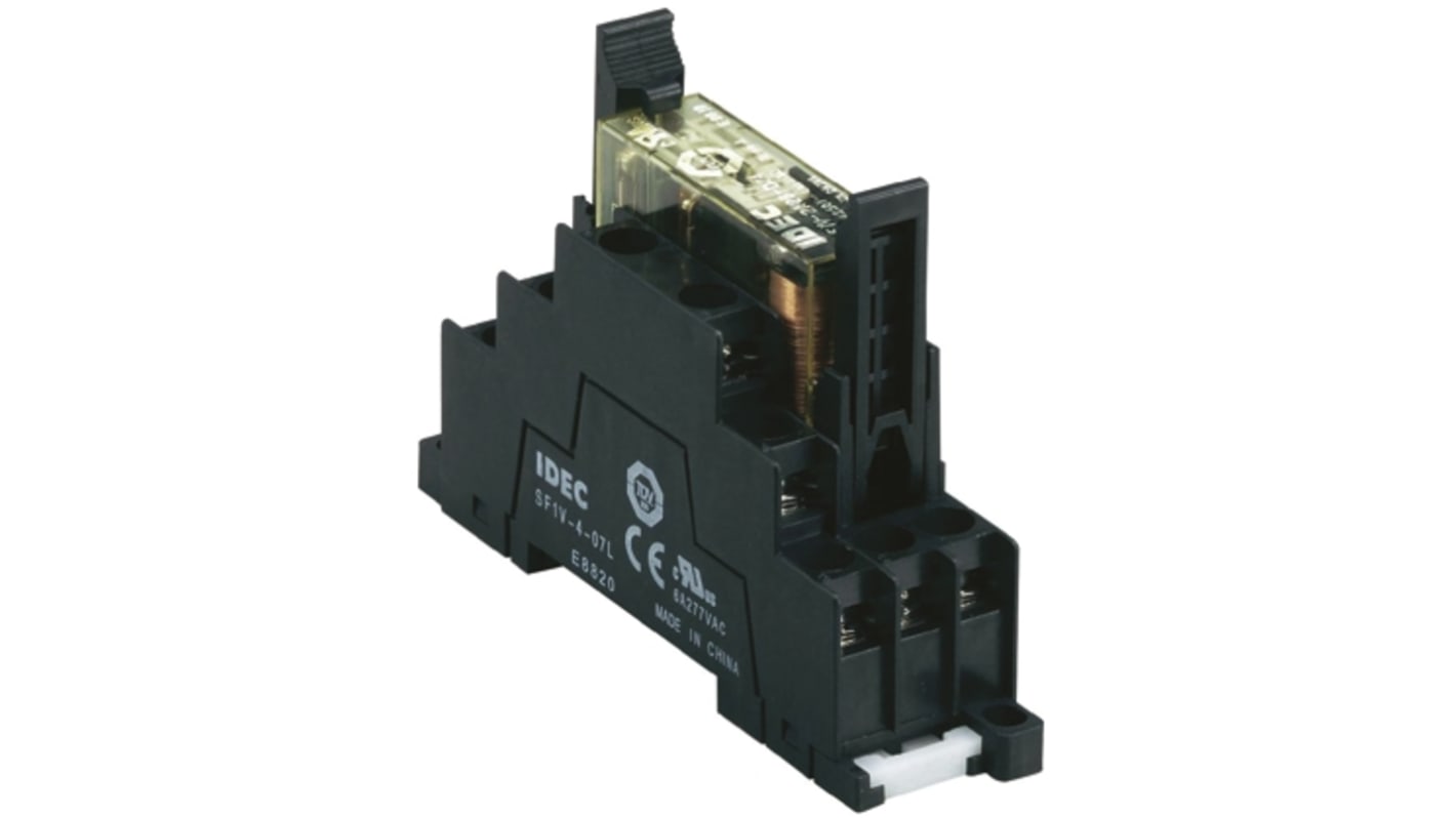 Support relais Idec 10 contacts, Rail DIN, 250V c.a. / V c.c., pour Relais guidé par force RF1V