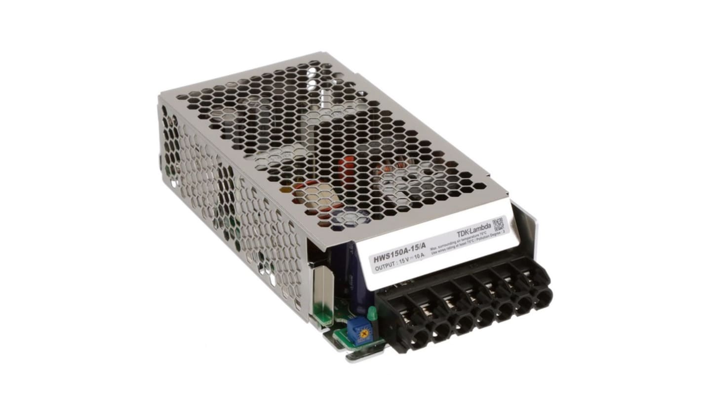 TDK-Lambda Kapcsolóüzemű tápegység 1 kimenet 150W, 15V dc, 10A Sasszira szerelhető