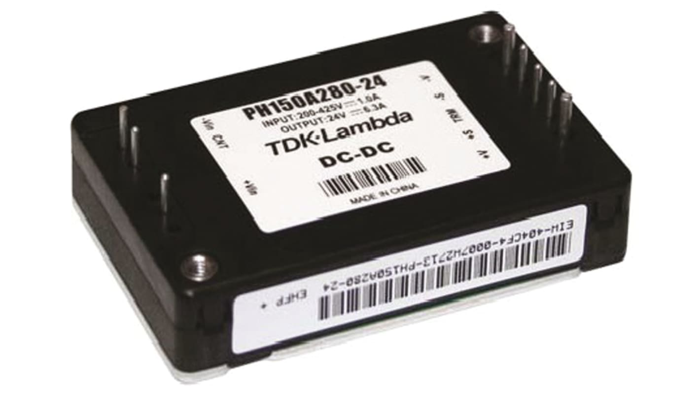 TDK-Lambda PH-A280 DC-DC Converter, 24V dc/ 6.3A Output, 200 → 425 V dc Input, 151W, Through Hole, +100°C Max