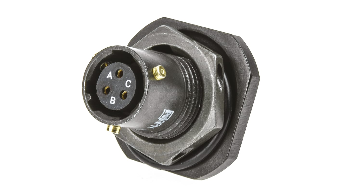 Amphenol Limited, 62GB 3 Way Panel Mount MIL Spec Circular Connector Receptacle, Socket Contacts,Shell Size 8, Bayonet