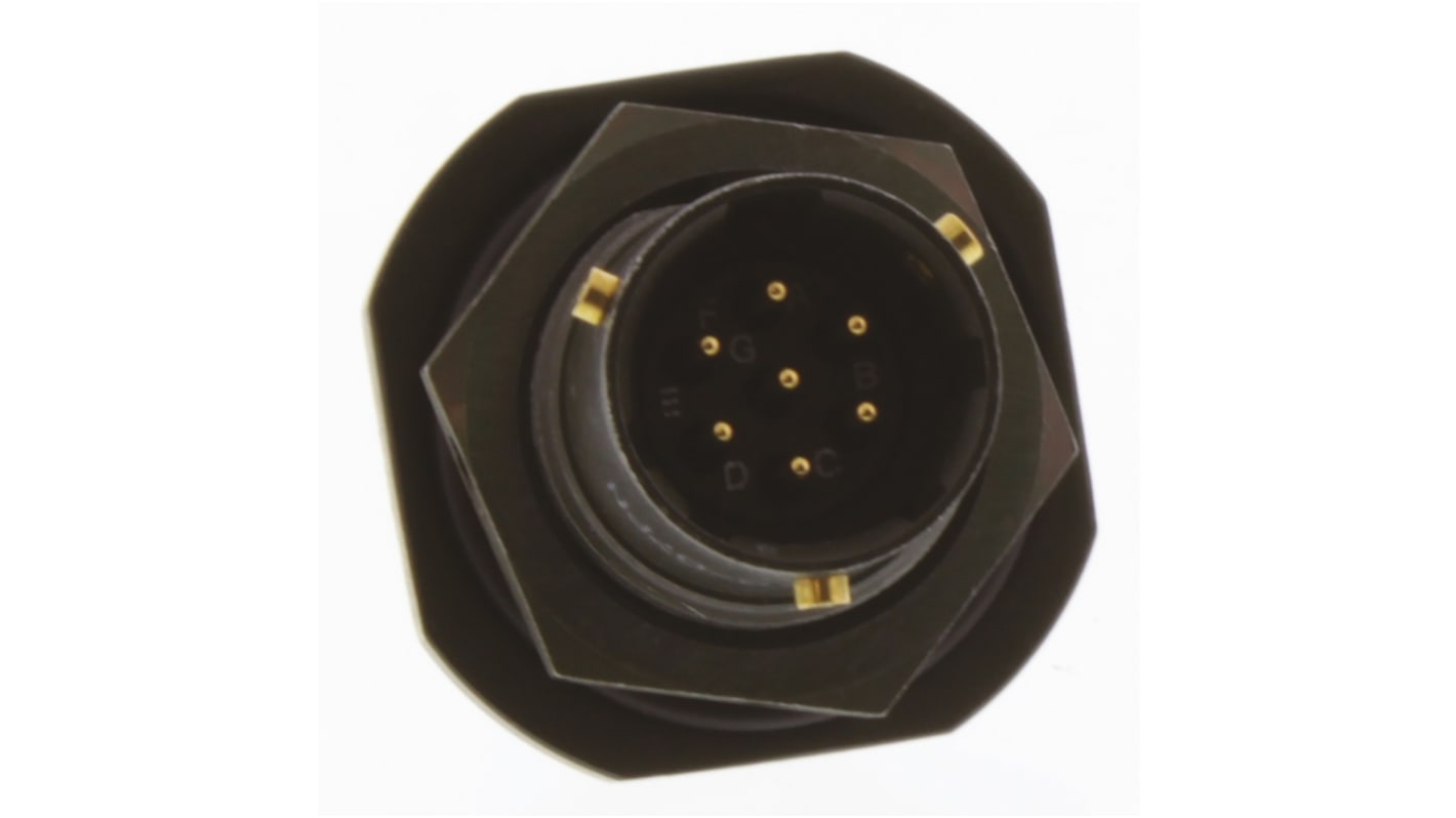 Amphenol Limited, 62GB 7 Way Panel Mount MIL Spec Circular Connector Receptacle, Pin Contacts,Shell Size 10, Bayonet