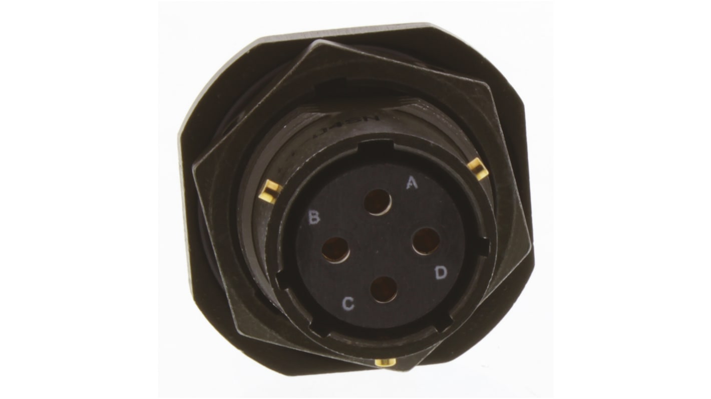 Amphenol, 62GB 4 Way Panel Mount MIL Spec Circular Connector Receptacle, Socket Contacts,Shell Size 14, Bayonet