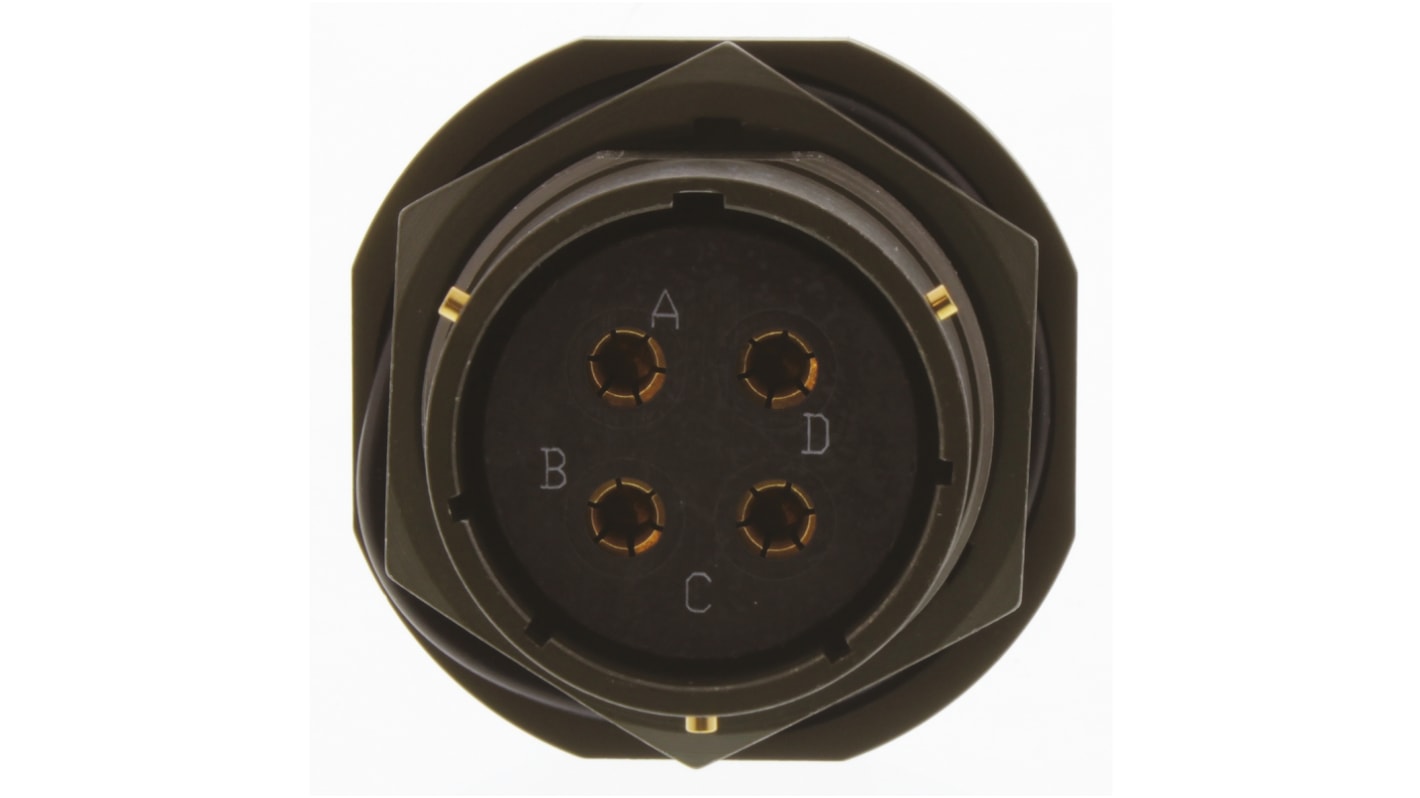 Amphenol Limited, 62GB 4 Way Panel Mount MIL Spec Circular Connector Receptacle, Socket Contacts,Shell Size 22, Bayonet