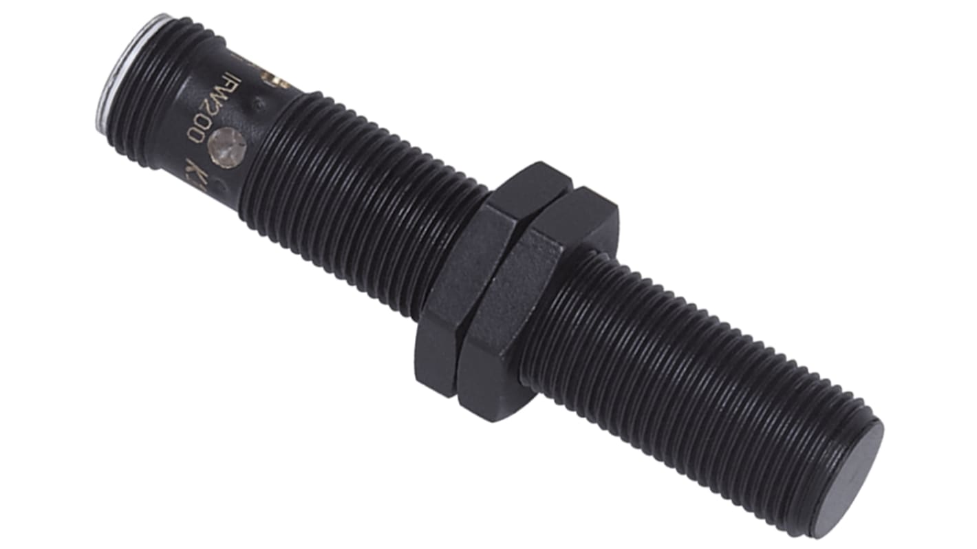 ifm electronic Inductive Barrel-Style Proximity Sensor, M12 x 1, 3 mm Detection, PNP Output, 10 → 30 V dc, IP67