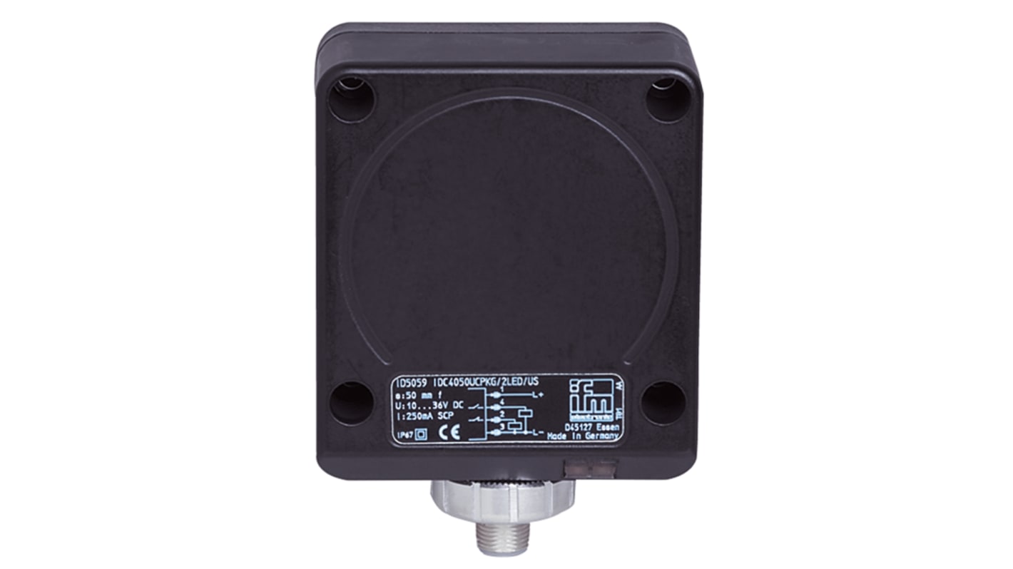 ifm electronic Inductive Block-Style Proximity Sensor, 50 mm Detection, PNP Output, 10 → 36 V dc, IP67