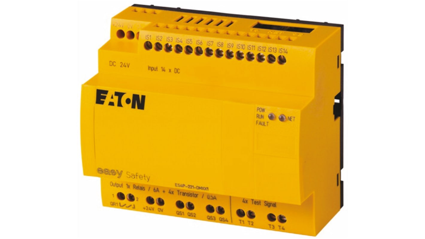 Eaton ES4P biztonsági vezérlő, 14 bemenet, 9 kimenet, 24 V DC, , bővíthető, IP20, 107,5 x 90 x 72 mm