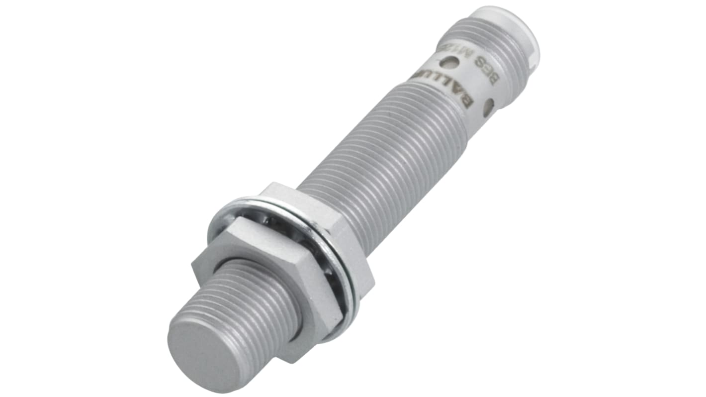 BALLUFF Inductive Barrel-Style Proximity Sensor, M12 x 1, 4 mm Detection, PNP Output, 10 → 30 V dc, IP67