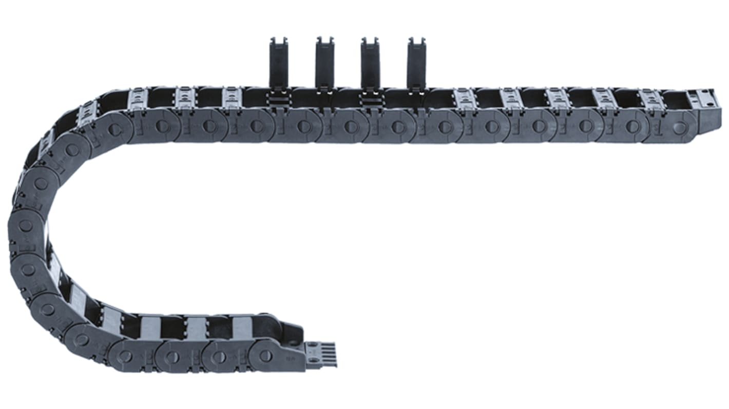 Igus 2500, e-chain Kabel-Schleppkette Schwarz, 119 mm x 35mm Igumid GLW, Länge 1m, Seitenwand Flexibel