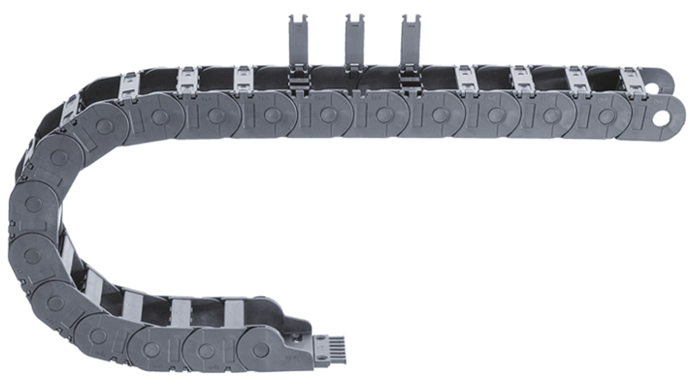 Kabelové rozdvojky Kabelový řetěz Ohebný barva Černá 91 mm x 50mm x 1m, min. poloměr ohybu 75 mm Igus