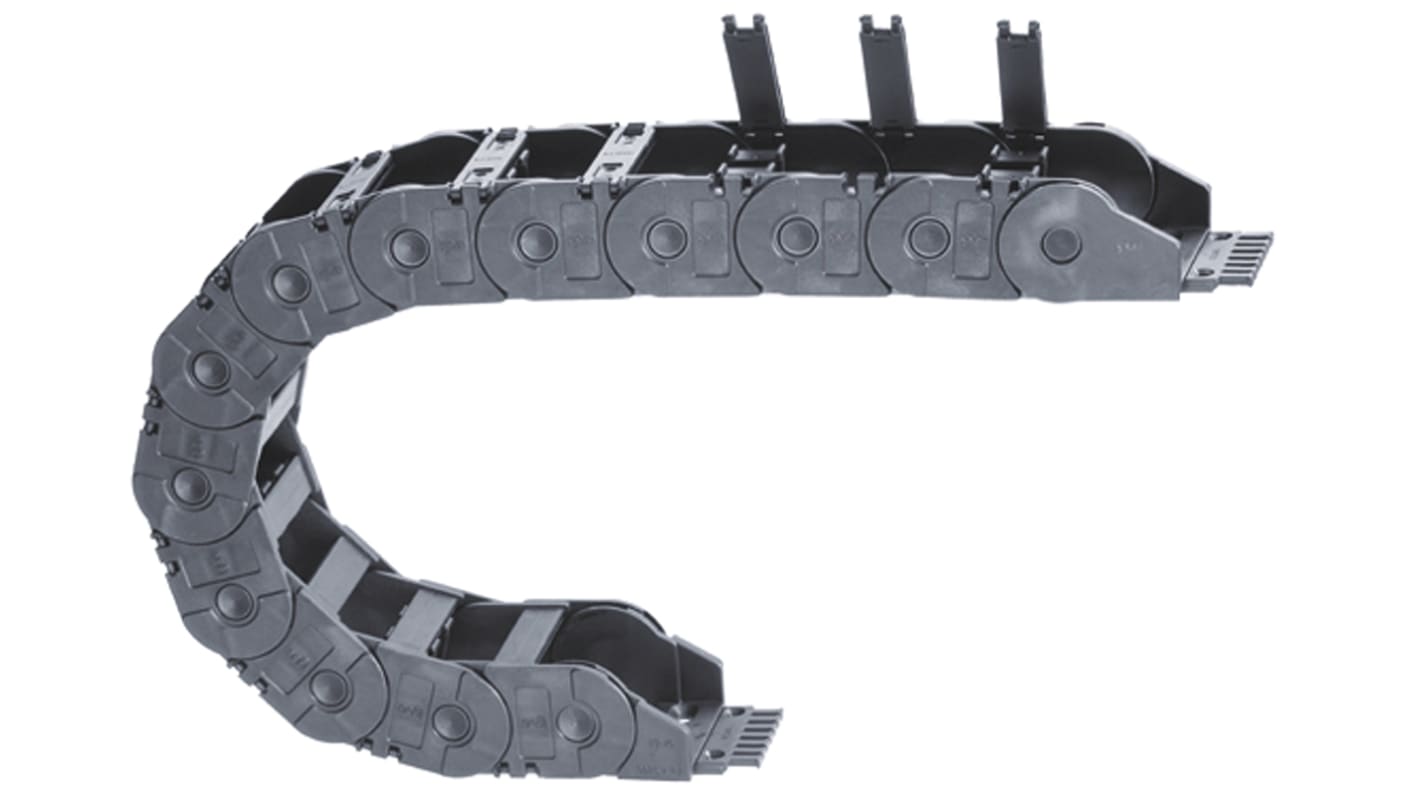 Igus 3500, e-chain Kabel-Schleppkette Schwarz, 95 mm x 64mm Igumid G, Länge 1m, Seitenwand Flexibel