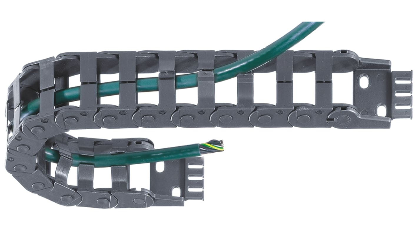 Igus e-chain, Z14 Kabel-Schleppkette Schwarz, 37 mm x 25mm Igumid NB, Länge 1m, Seitenwand Flexibel