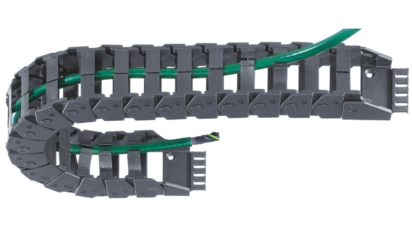 Igus E16, e-chain Black Cable Chain - Flexible Slot, W50.5 mm x D39mm, L1m, 100 mm Min. Bend Radius, Igumid NB