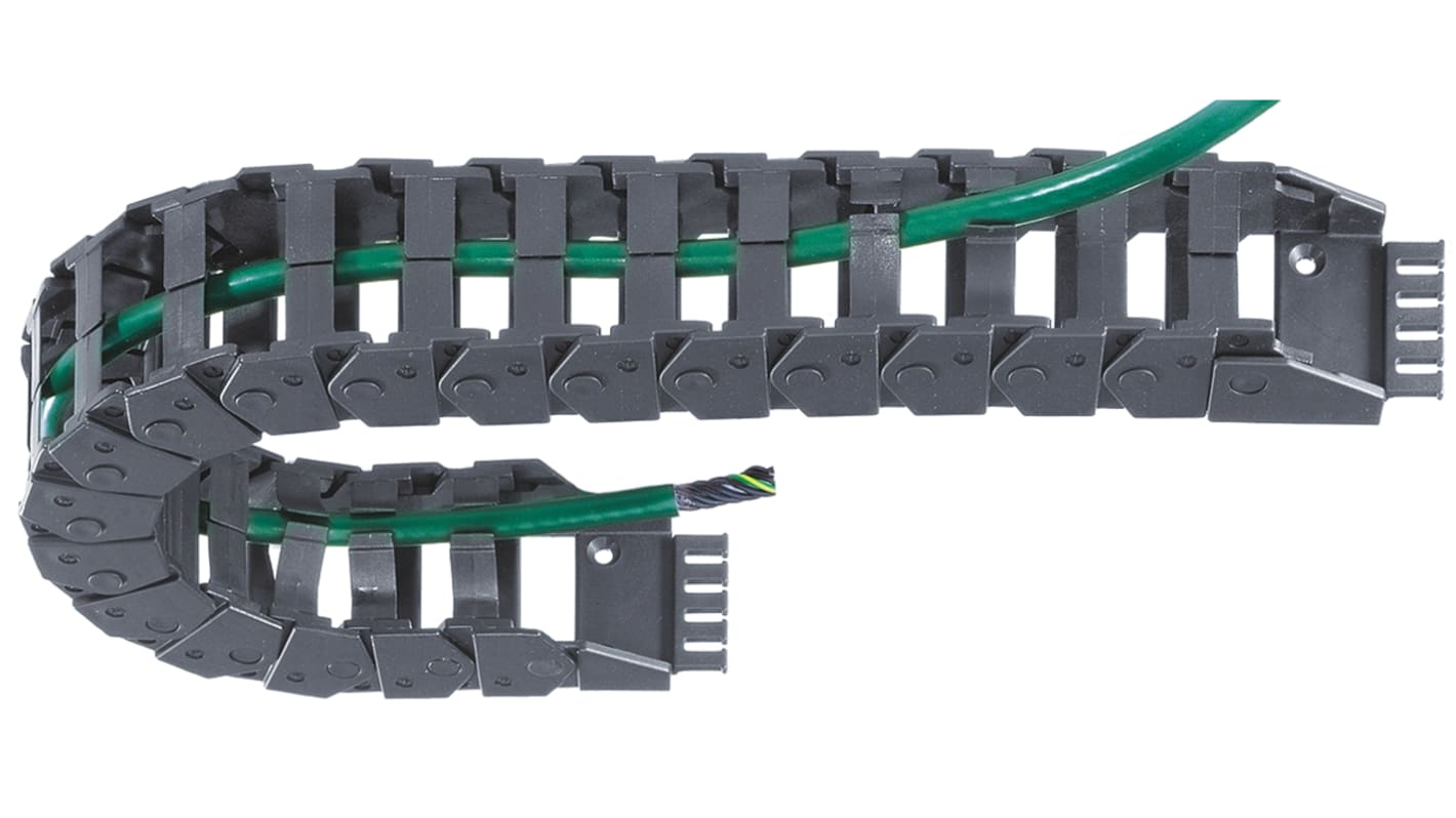 Igus e-chain, Z16 Kabel-Schleppkette Schwarz, 62,5 mm x 39mm Igumid NB, Länge 1m, Seitenwand Flexibel