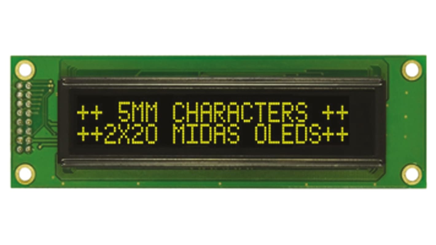 Midas OLED-Display, 85 x 18.6mm Gelb Passiv-Matrix, Parallel Interface