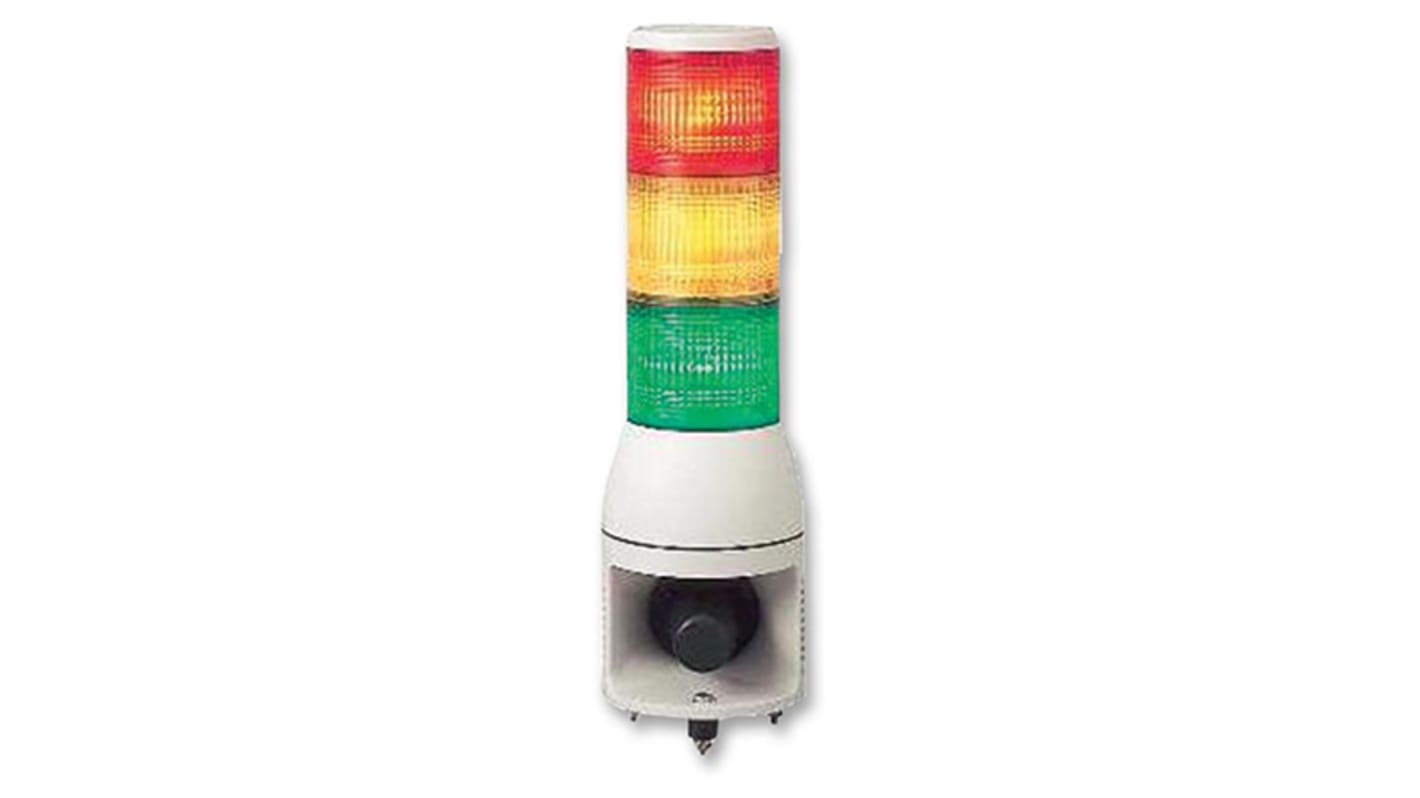 Columna de señalización Schneider Electric Harmony XVC, LED, con 3 elementos Naranja, rojo, rojo/verde/naranja, 85dB @