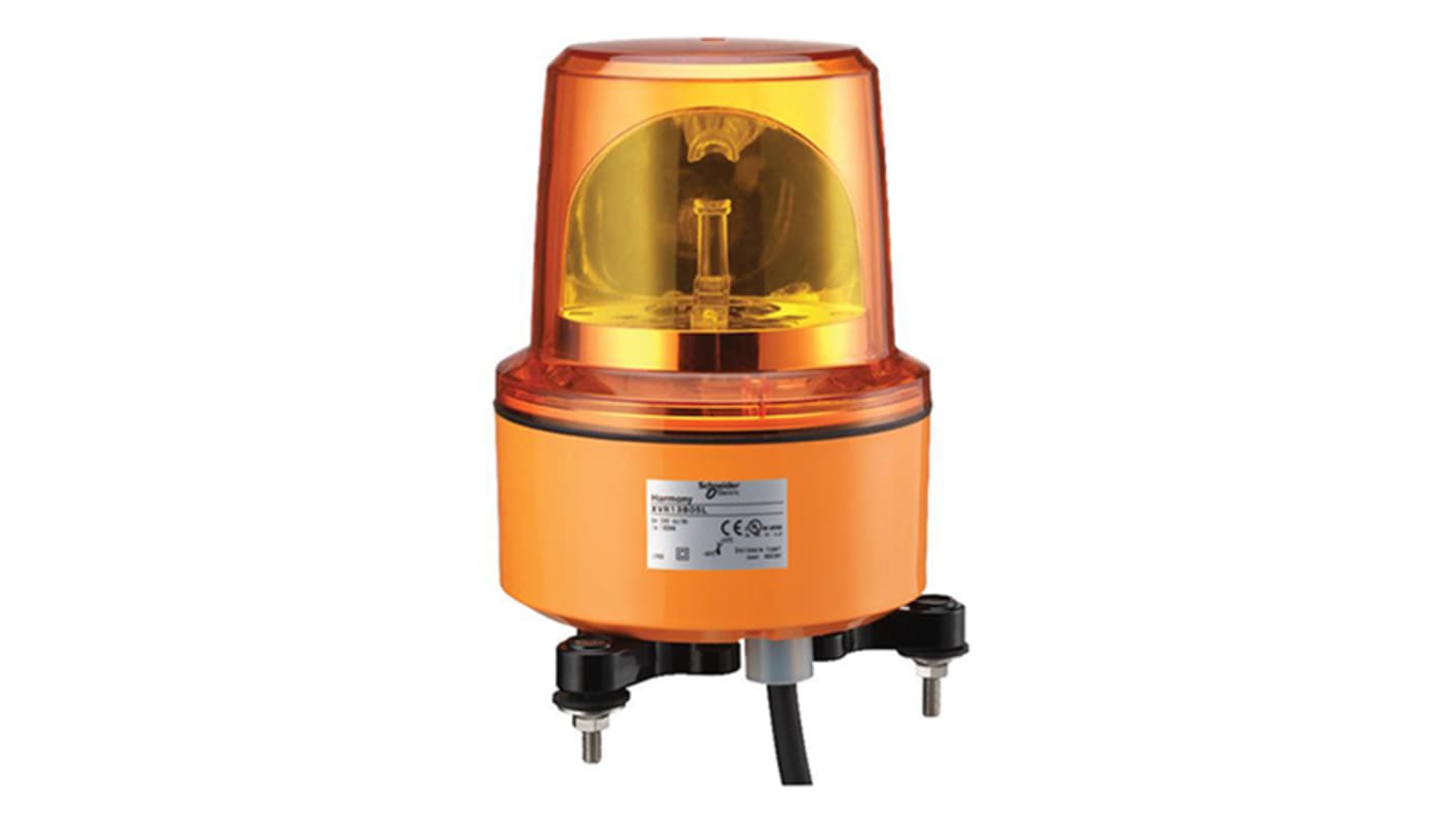 Schneider Electric XVR Series Orange Rotating Beacon, 120 V ac, Screw Mount, LED Bulb